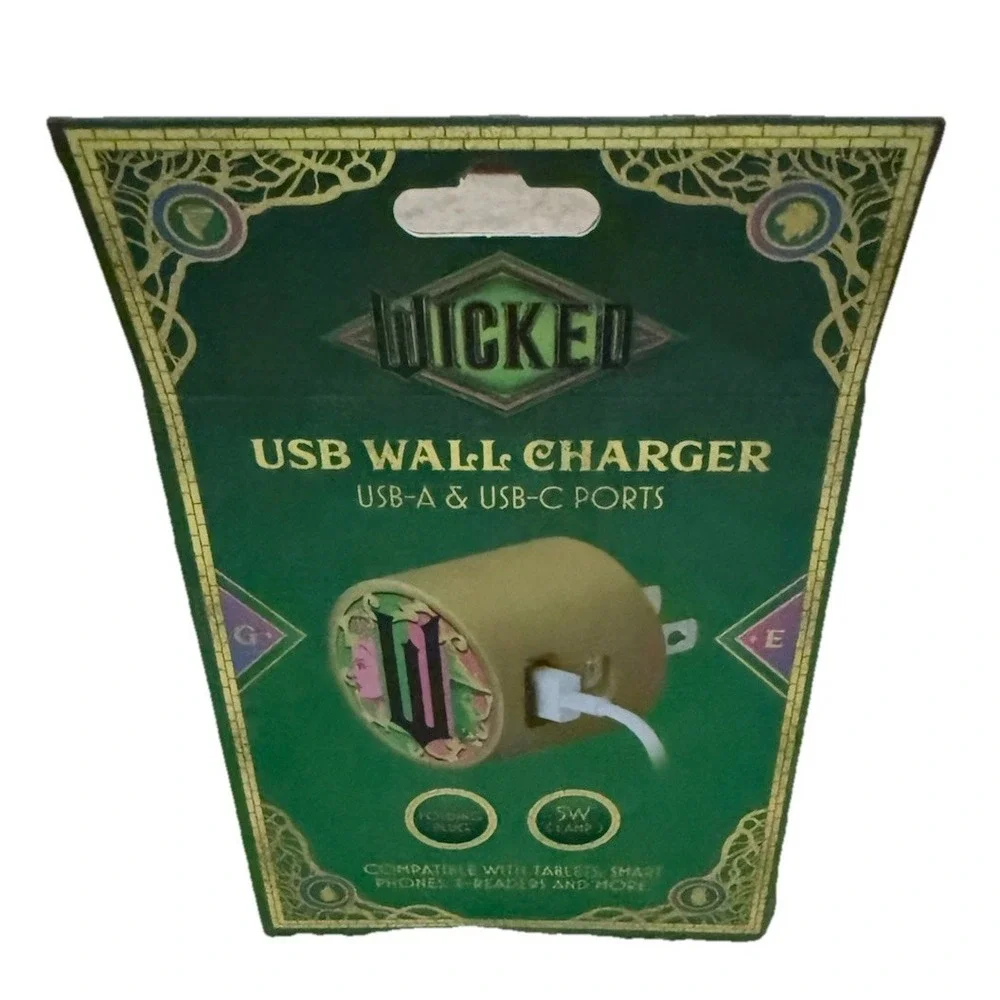 Wicked USB Wall Charger Green Gold New In Box